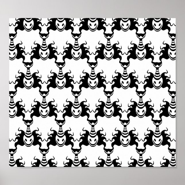 Poster Genie Ghost Sortant de Lampe Motif sans couture (Devant)