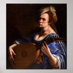 Poster Gentileschi - Auto-Portrait Comme Joueur De Lute