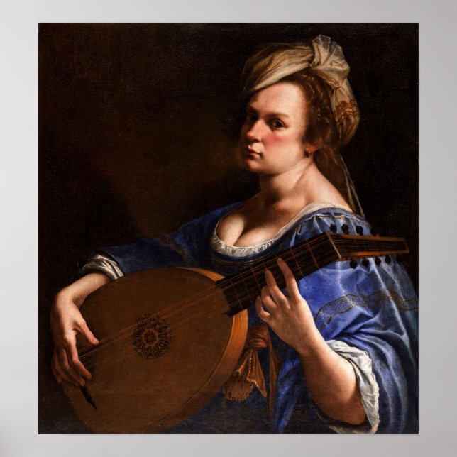 Poster Gentileschi - Auto-Portrait Comme Joueur De Lute (Devant)