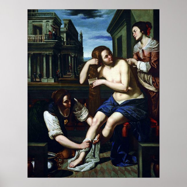 Poster Gentileschi - Bathsheba À Son Bain 1638 (Devant)