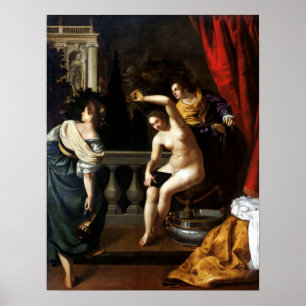 Poster Gentileschi - Bethsabée au bain 1645