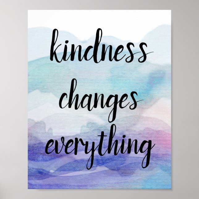 Poster gentillesse tout changer citation sur bleu (Devant)