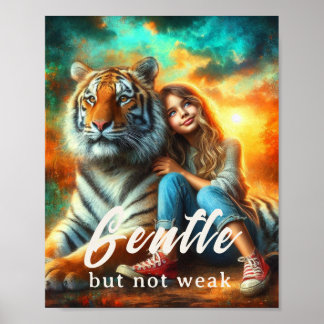 Poster Gentle but Not Weak – Inspirational Tiger Canvas 