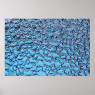 Poster Gentle raindrops on blue glass 