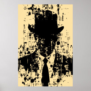 Poster Gentleman sans visage : Élégance Abstraite