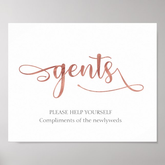 Poster Gents rose or panier de salle de bain Mariage Sign (Devant)