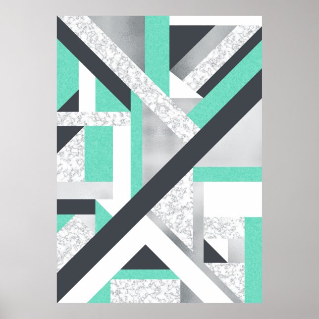 Poster Geo Abstrait - Marbre et Menthe (Devant)