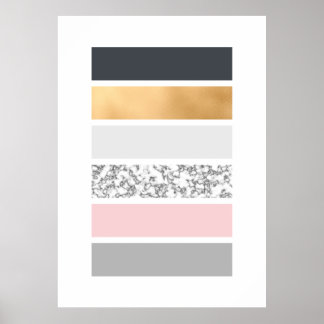 Poster Geo Lines - Marbre or ardoise et rose