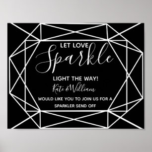 Poster geo sparkler en cristal monochrome envoyer mariage