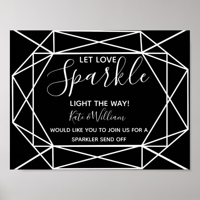 Poster geo sparkler en cristal monochrome envoyer mariage (Devant)