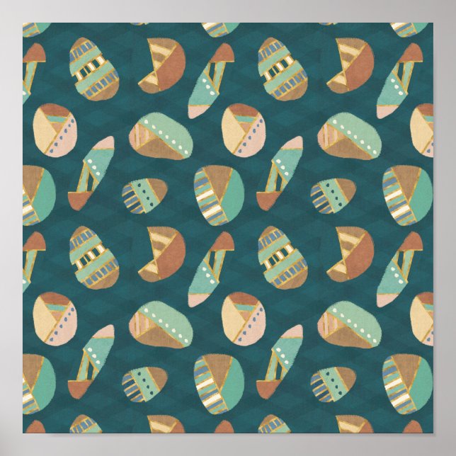 Poster Geo Step extérieur | Motif bleu (Devant)