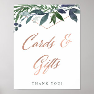 Poster Geo vert   Cartes et cadeaux de mariage Rose Gold
