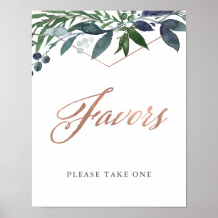 Poster Geo vert   Faveurs de mariage en or Rose