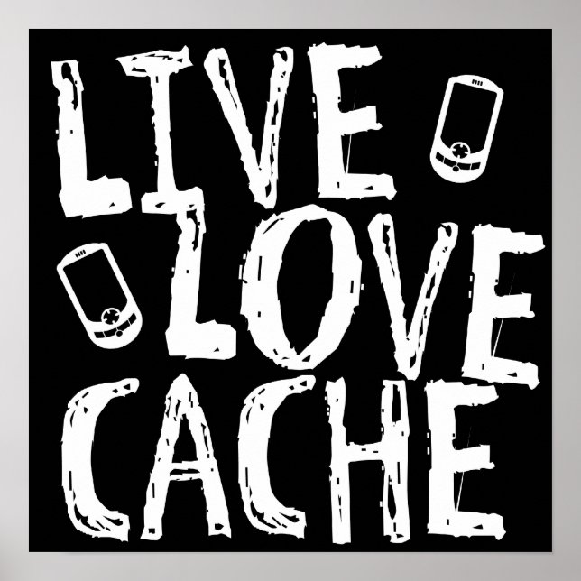 Poster Geocaching Live Love Cache (Devant)