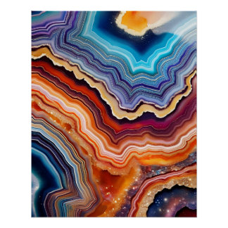 Poster Géode Abstrait Art cristal - Agate coloré Art