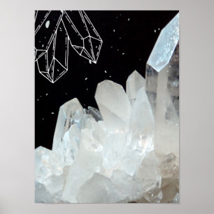 Poster Géode de cristal quartz blanc Géode Pierre naturel