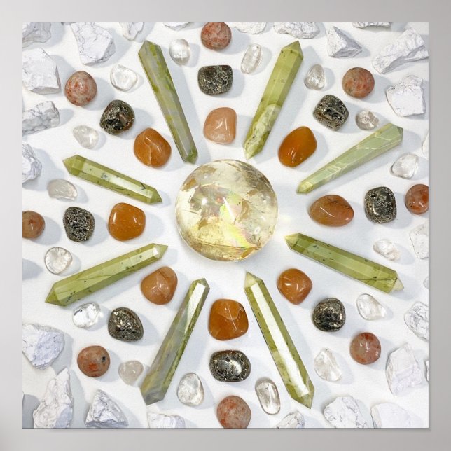 Poster Géologie unique Cristal de pierre orange jaune (Devant)