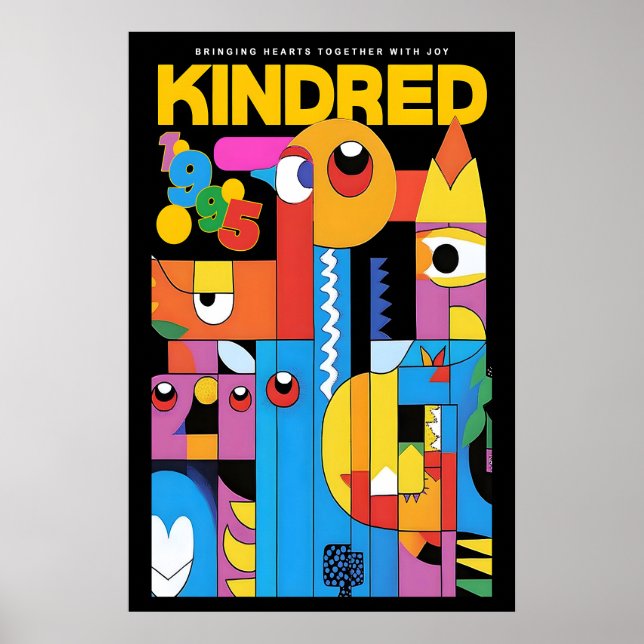 Poster Geometric Abstract Art Print Kindred Exhibition (Devant)
