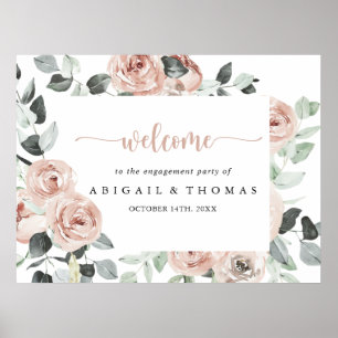 Poster Geometric Dusty Rose Engagement Party Welcome 