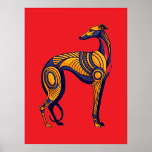 Geometric Greyhound Art Deco in Vivid Color