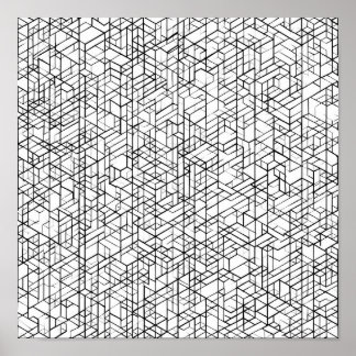 Poster Geometric Grid Coloring Page Decoupage Template