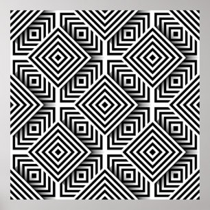 Poster Geometric pattern. Black and white. Squares and st