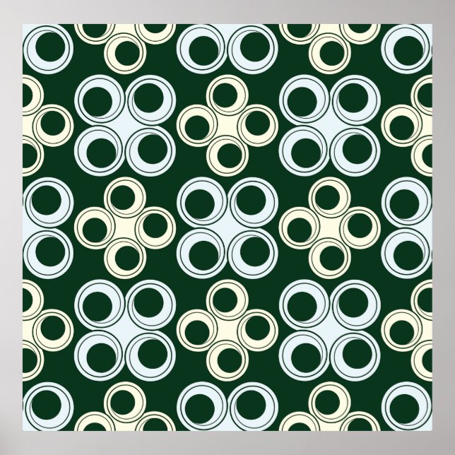 Poster Geometric Retro Circles Pattern (Devant)