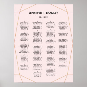 Poster Geometric Rose Gold Seating Chart Custom Color