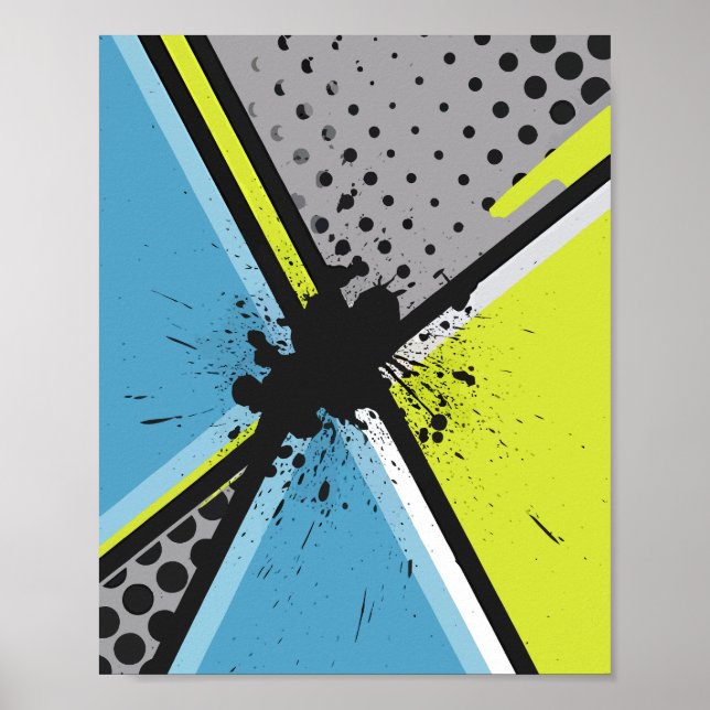 Poster Geometric Splash with Halftone Dots (Devant)