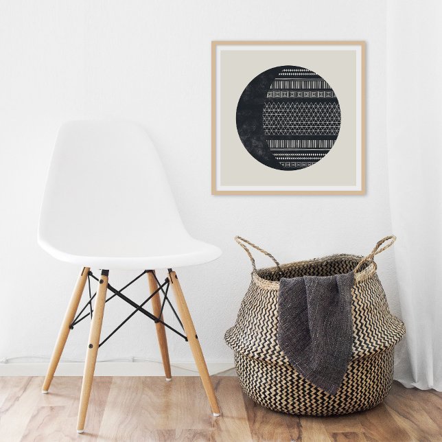 Poster Geometric Tribal Pattern Eclipse Moon Art Print (Créateur téléchargé)