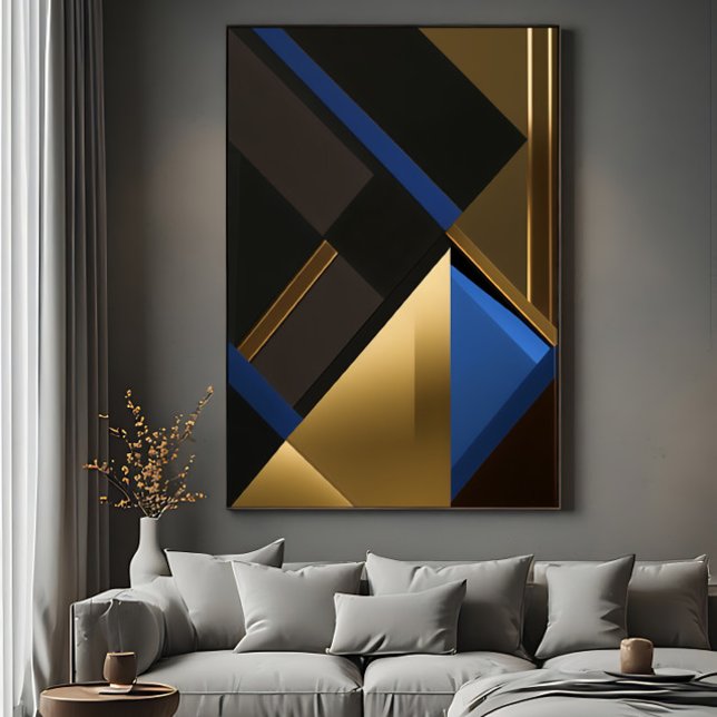 Poster Géométrie Bleue et Or (Créateur téléchargé)