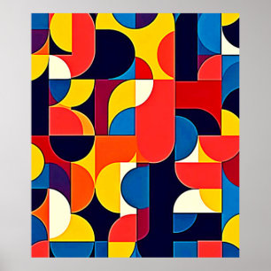 Poster Géométrie d'art en blocs de couleurs rétro