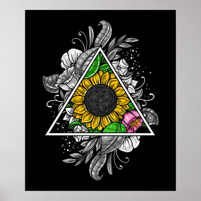 Poster Géométrie florale sacrée (Devant)