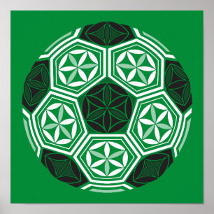 Poster géométrie sacrée du soccer vert