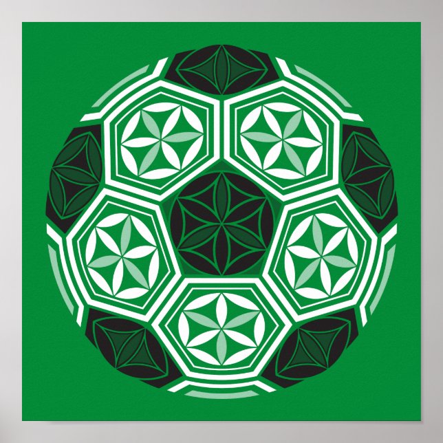Poster géométrie sacrée du soccer vert (Devant)
