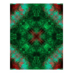 Poster Géométrie sacrée fractale Art émeraude