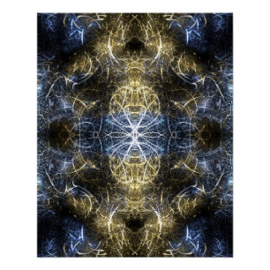 Poster Géométrie sacrée fractale Art Plasma Doré