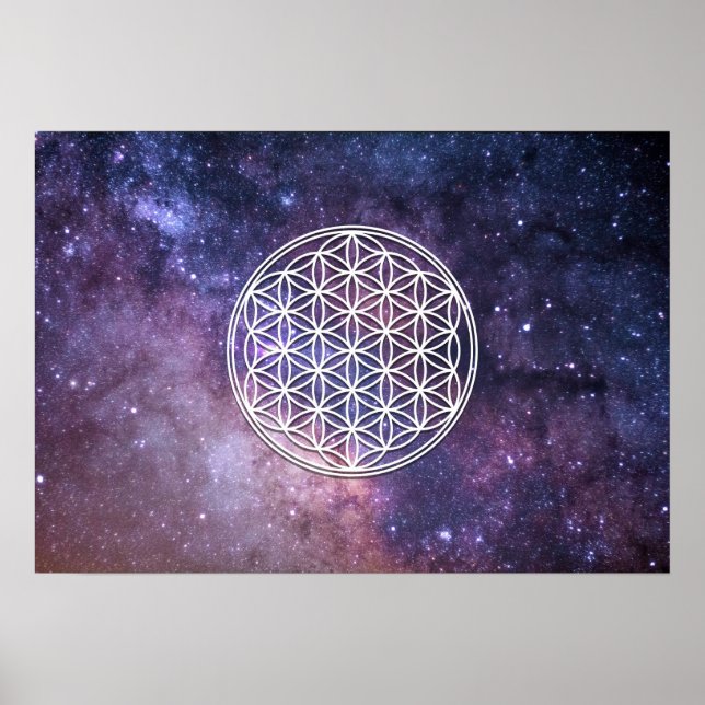 Poster Géométrie sacrée - La Fleur de la Vie dans l'unive (Devant)
