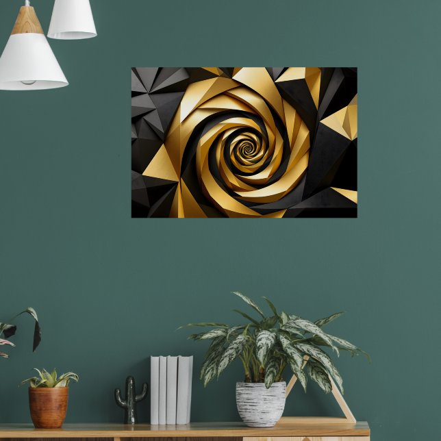 Poster Géométrie spirale dorée (Salon 1)