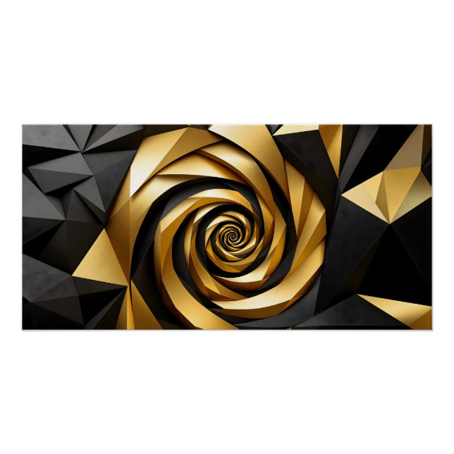 Poster Géométrie spirale dorée (Devant)
