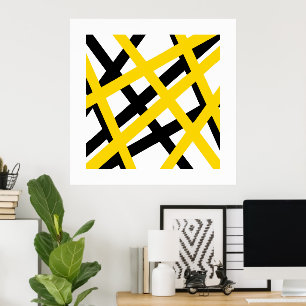 Poster Géométrique à bande noire jaune