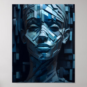 Poster Géométrique belles femmes visage forme femelle fil