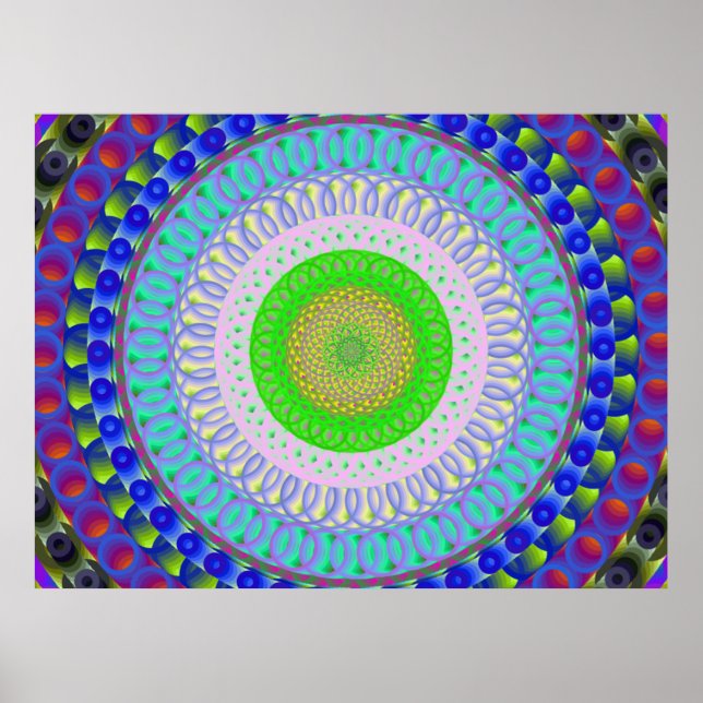 Poster géométrique coloré Mandala Circle (Devant)