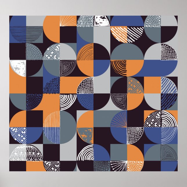 Poster Géométrique dessinée à la main : Doodles créatifs  (Devant)