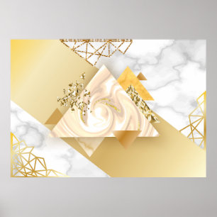 Poster Géométrique dorée de luxe avec patte transparente