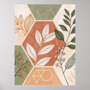 Poster géométrique et botanique minimaliste - Hexa