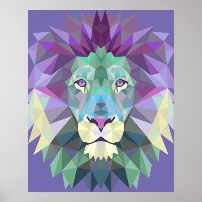 Poster géométrique Lion (Devant)