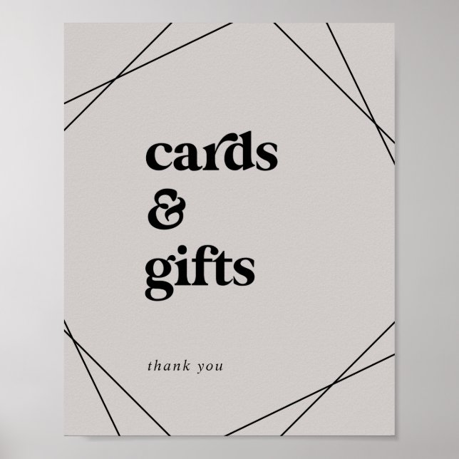 Poster Géométrique Moderne | Cartes et Cadeaux Gray (Devant)