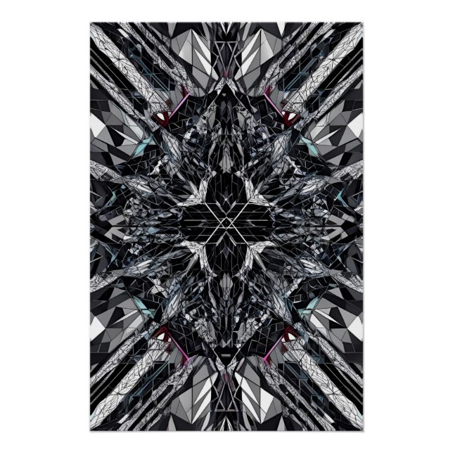 Poster Géométrique monochrome : Nexus polygonal Abstrait  (Devant)