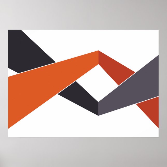 Poster géométrique orange et gris (Devant)